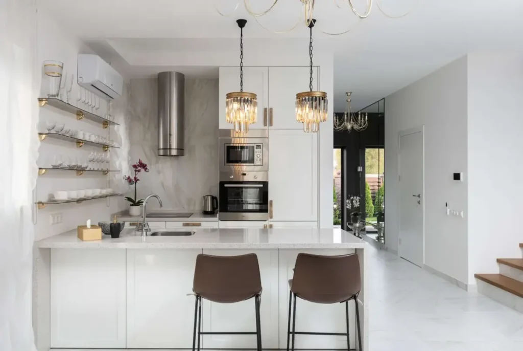 kitchen with grey color tones