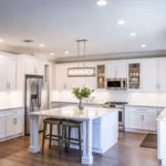 white modern kitchen layout