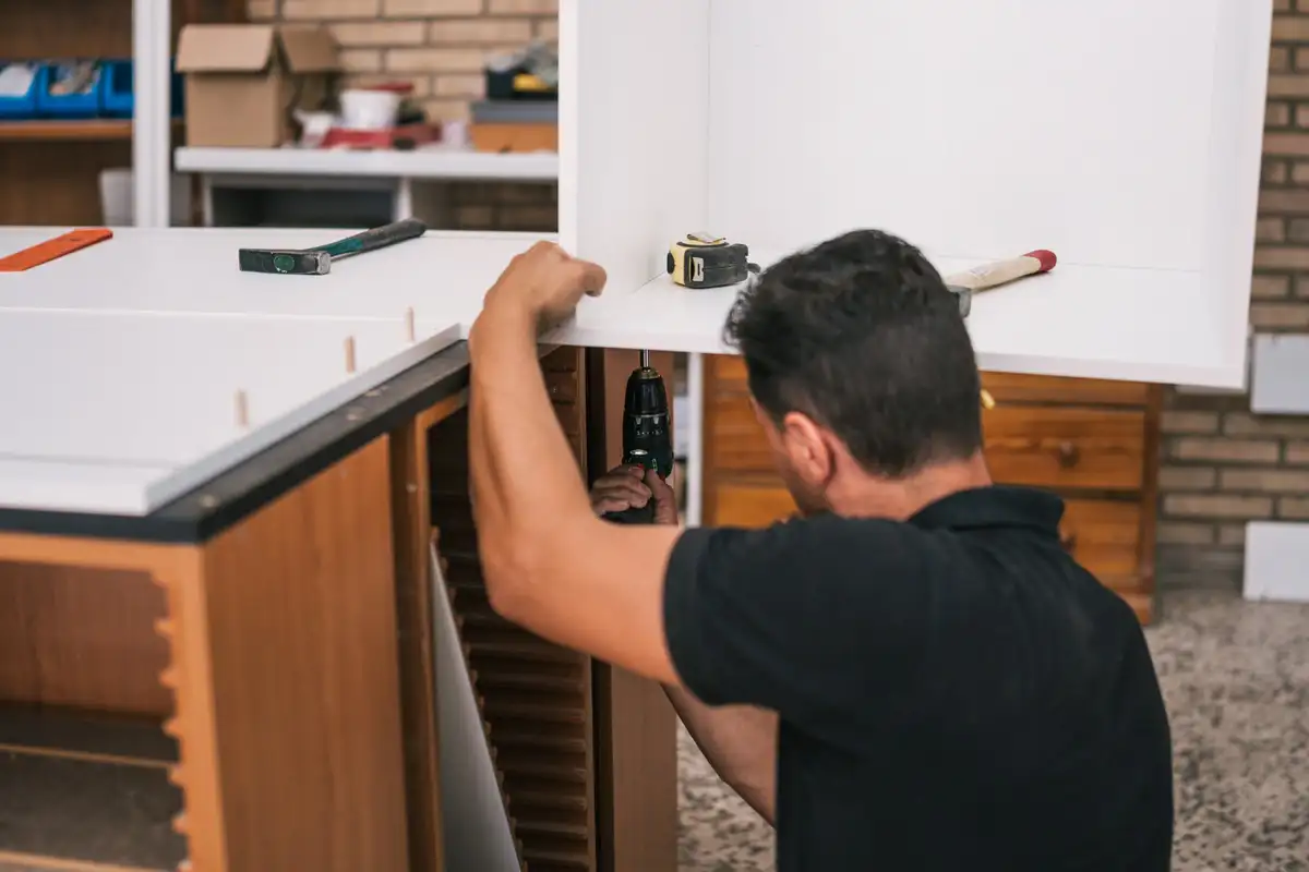 contractor works on 10x10 Kitchen Remodel project