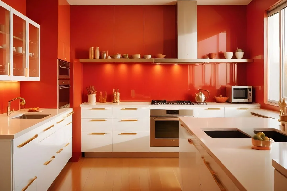 deep red color kitchen