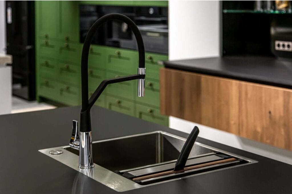 integrated sink is used in kitchen