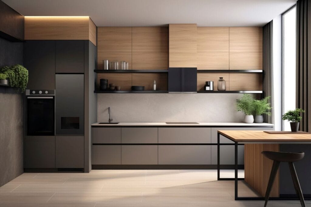 kitchen cabinets designed as handleless part of kitchen remodeling