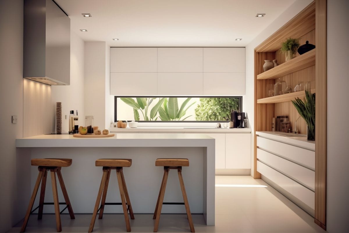 small kitchen is remodeled with minimalist countertop