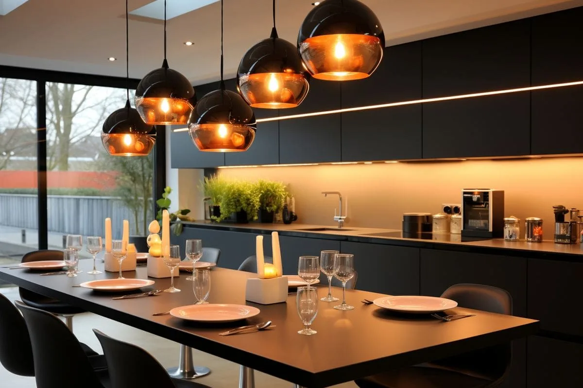 under cabinet is lighted in the kitchen