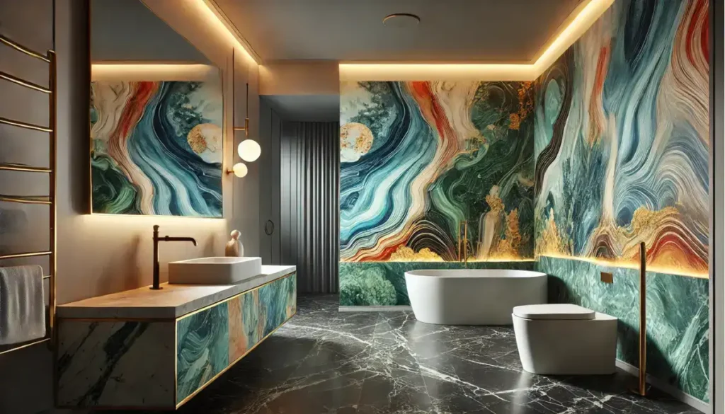 bathroom with marble design