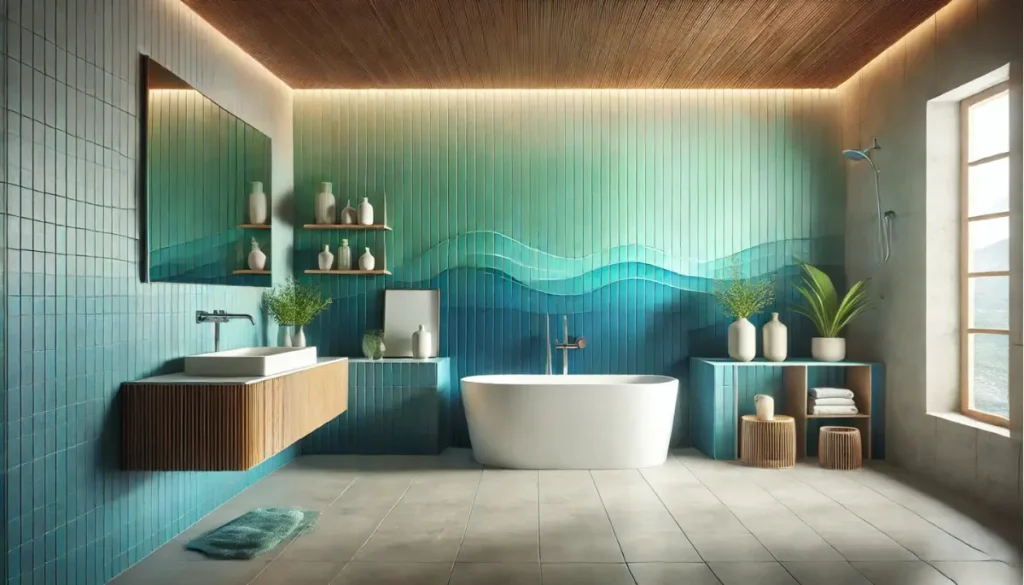 blue green color theme bathroom 