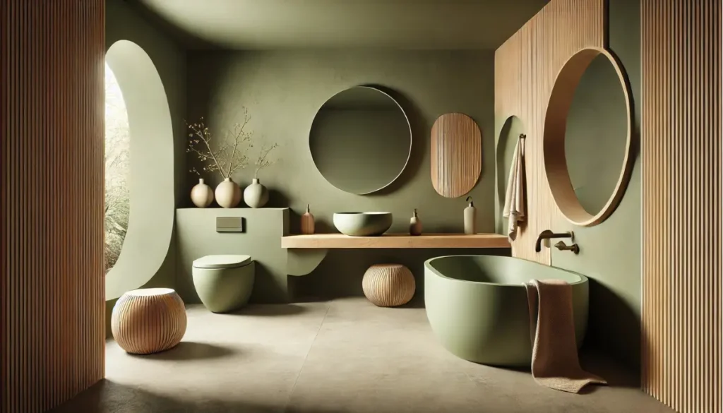 organic shape green bathroom type