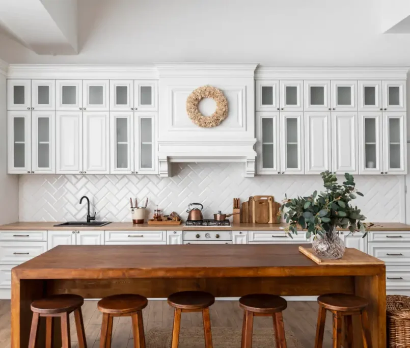 white large kitchen remodeled by contractor in Virginia