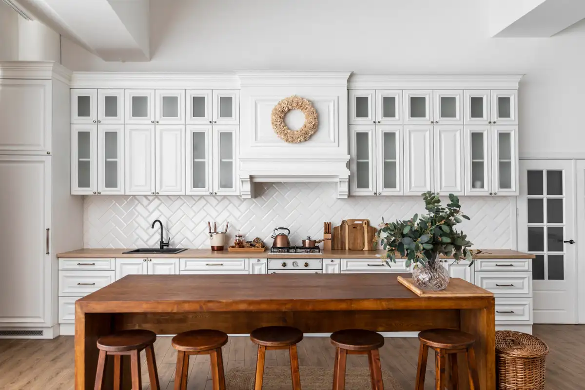 white large kitchen remodeled by contractor in Virginia