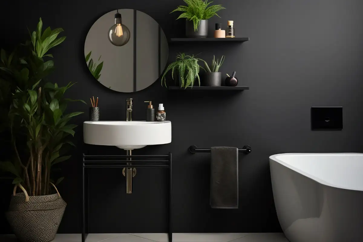 black dark bathroom design