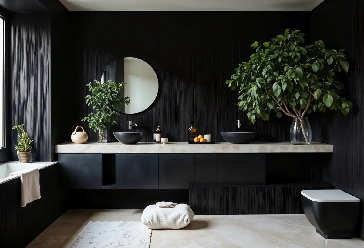 powder black bathroom design