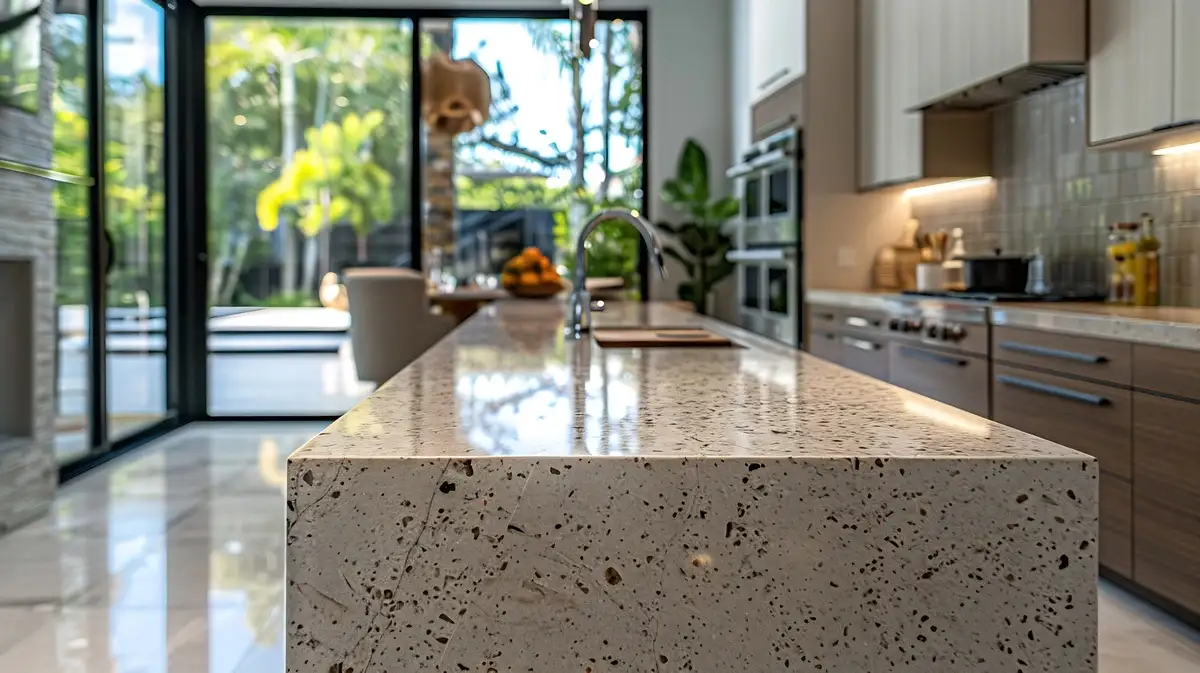 Modern Kitchen design using terrazzo type countertop