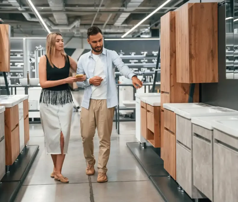 couples searching for kitchen and bathroom store