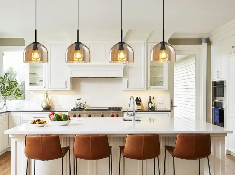 amber pendant island lighting style