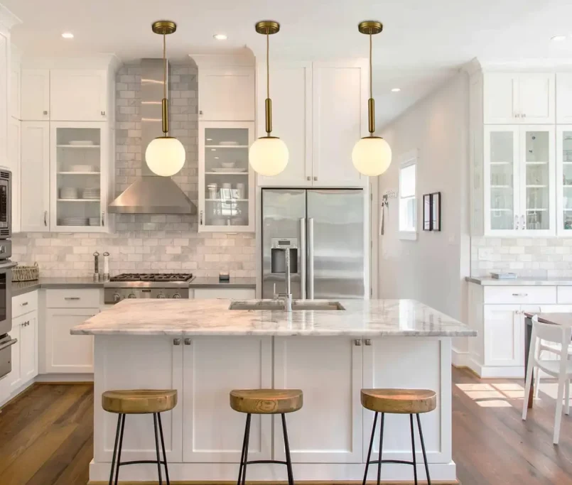 Modern gold globe pentand island lighting for kitchen