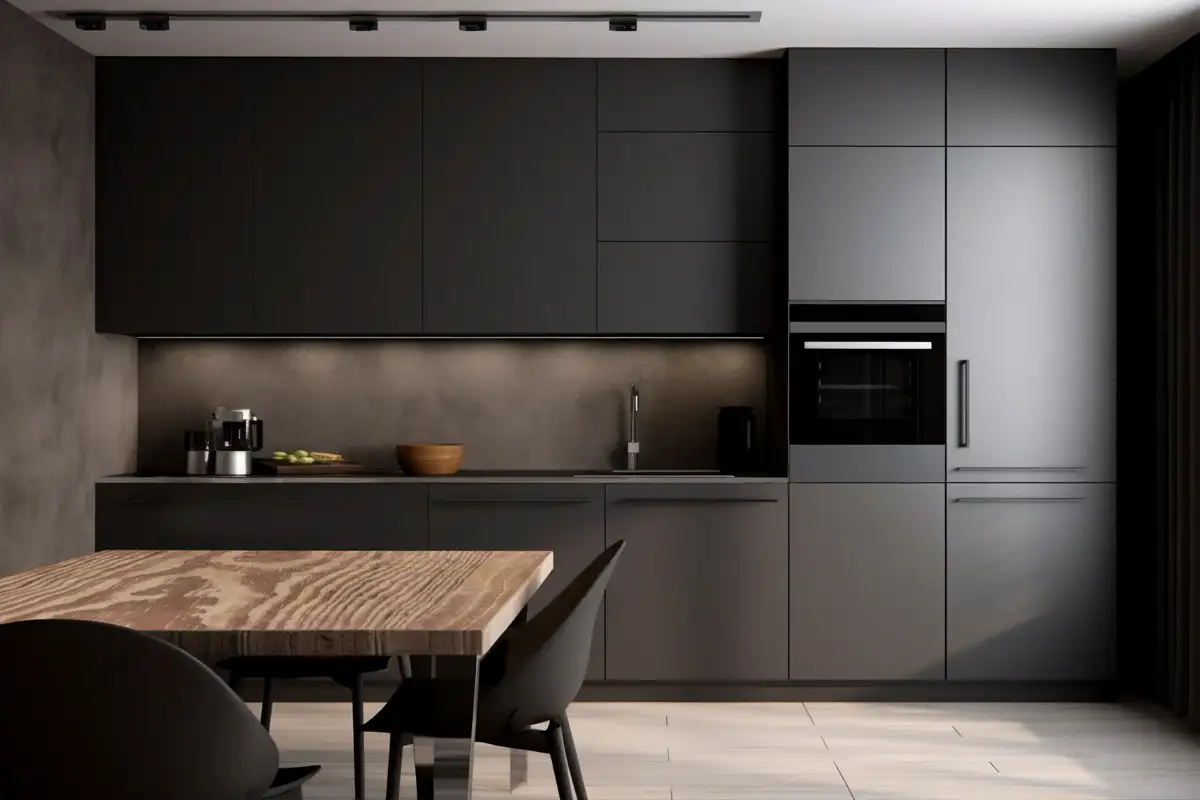 black and dark kitchen color