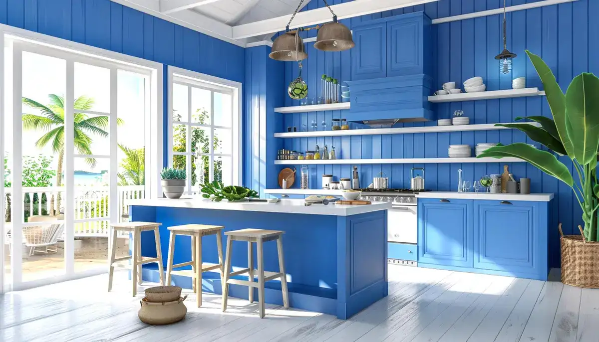 blue and white kitchen color design