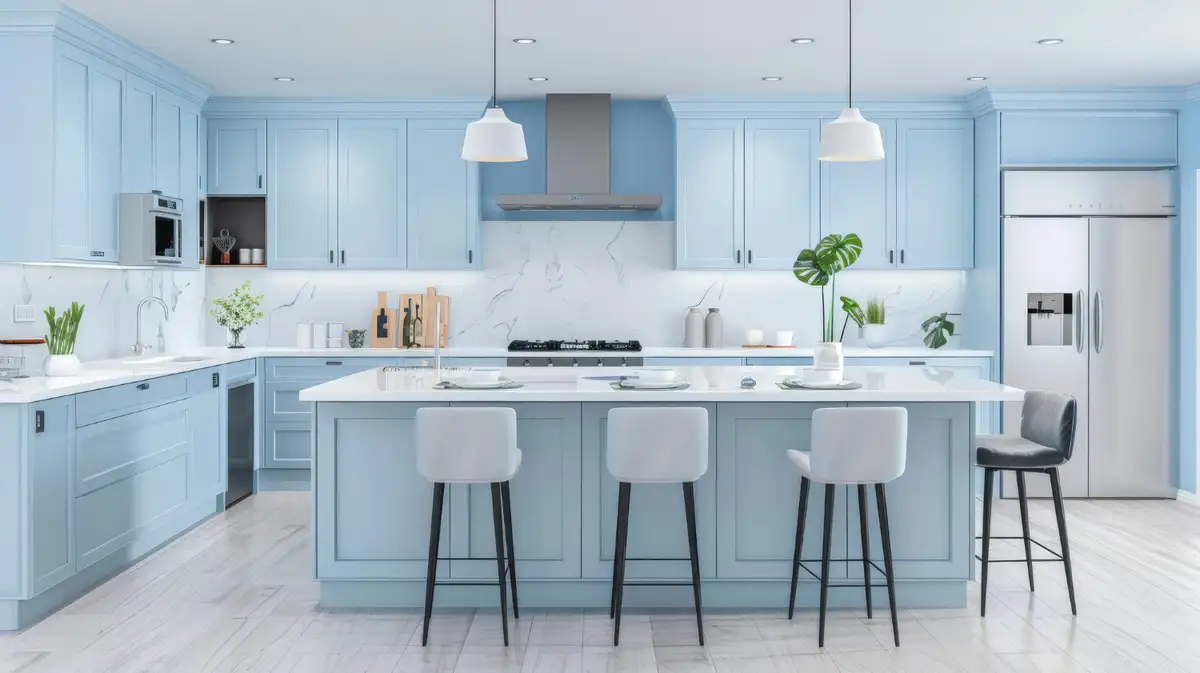 Blue with Cream kitchen color