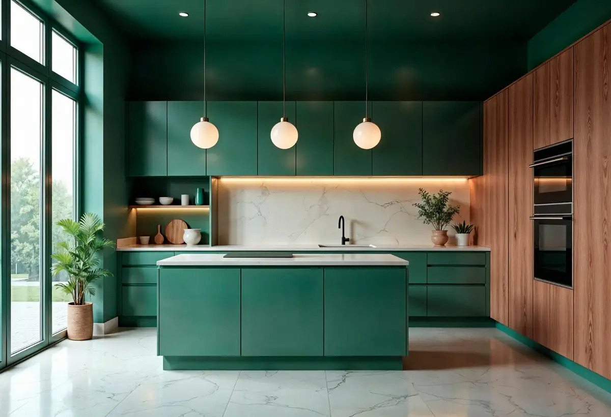 Green and White Gold kitchen design
