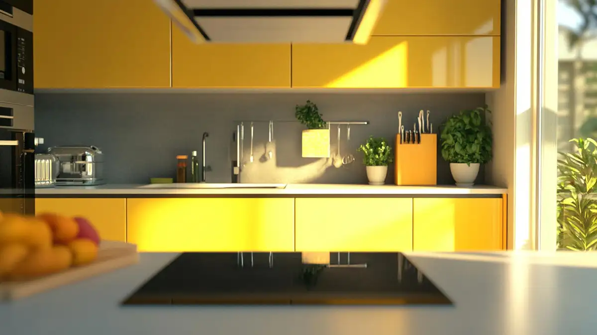 lemon and steel color kitchen