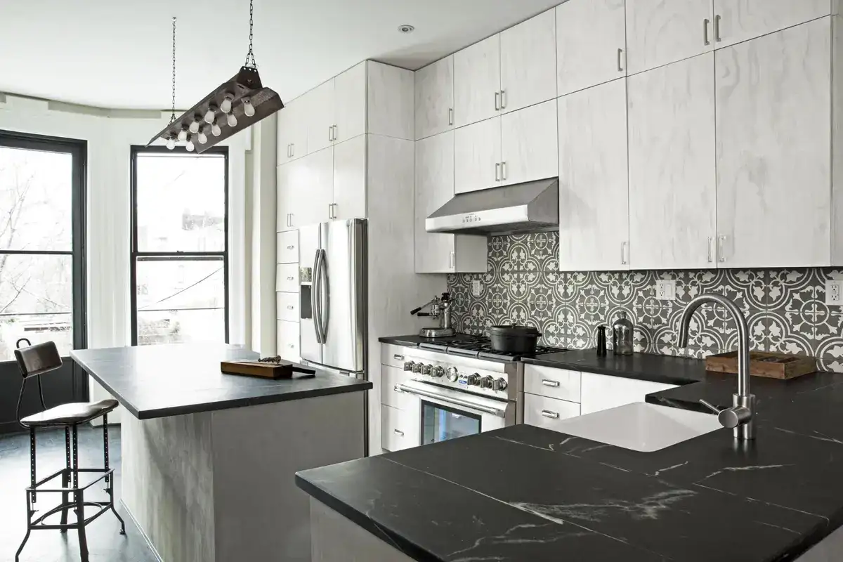 white black color kitchen design