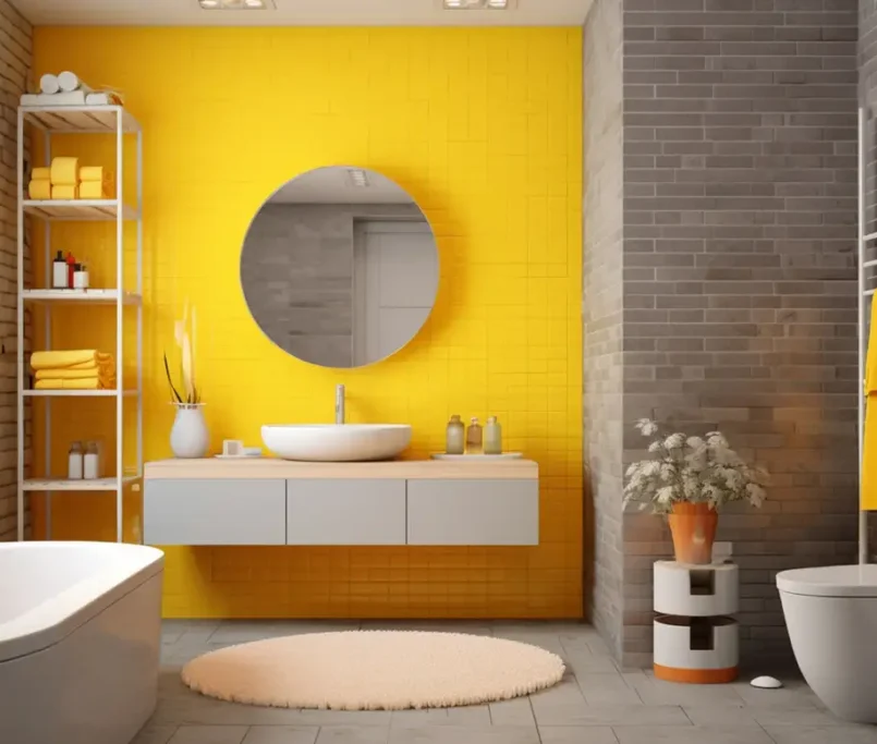 Grey and yellow bath color schema