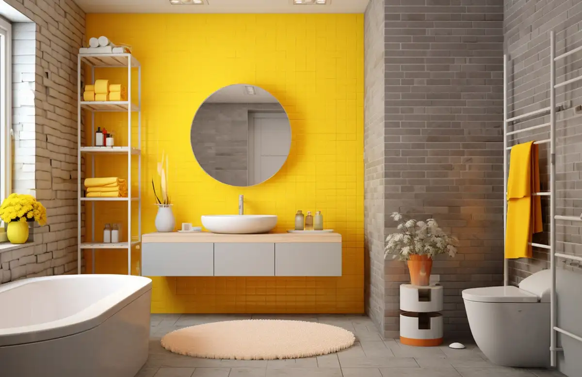 Grey and yellow bath color schema