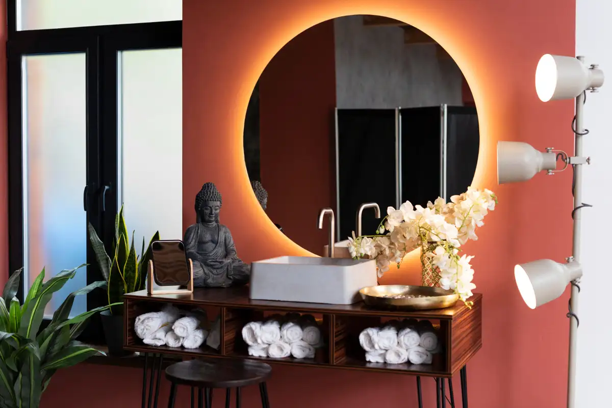 orange color bath design