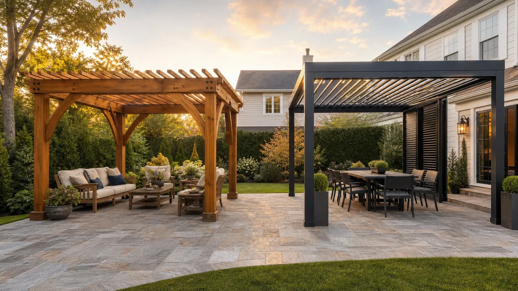 Wood and aluminum pergola comparison for Northern Virginia homeowners
