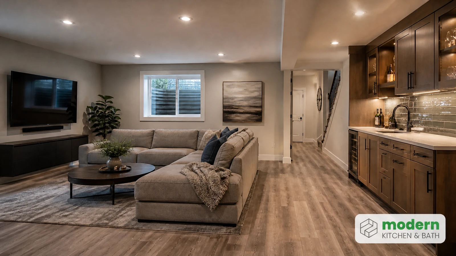 Finished basement remodel in a Northern Virginia home