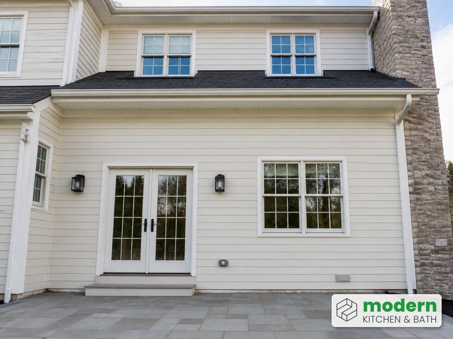 Checking a home's eave, gutter, and window placement to see if a pergola can attach