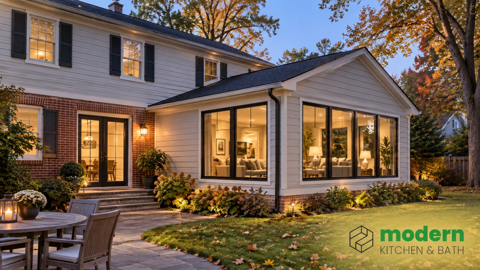 Completed rear home addition on a Northern Virginia colonial home