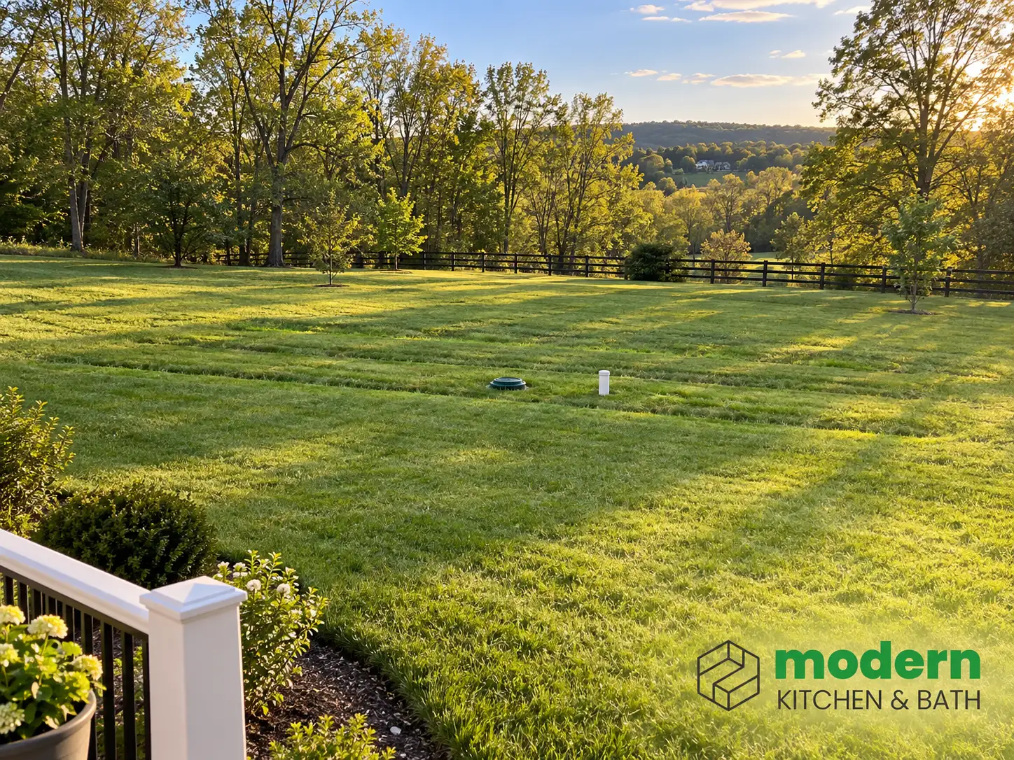 Large rural Northern Virginia back yard with a septic drainfield area that cannot be built on